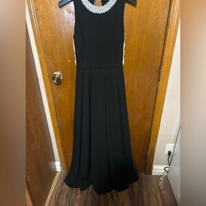 Fame and partners 4 black pearl neck maxi sleeveless dress designer cocktail